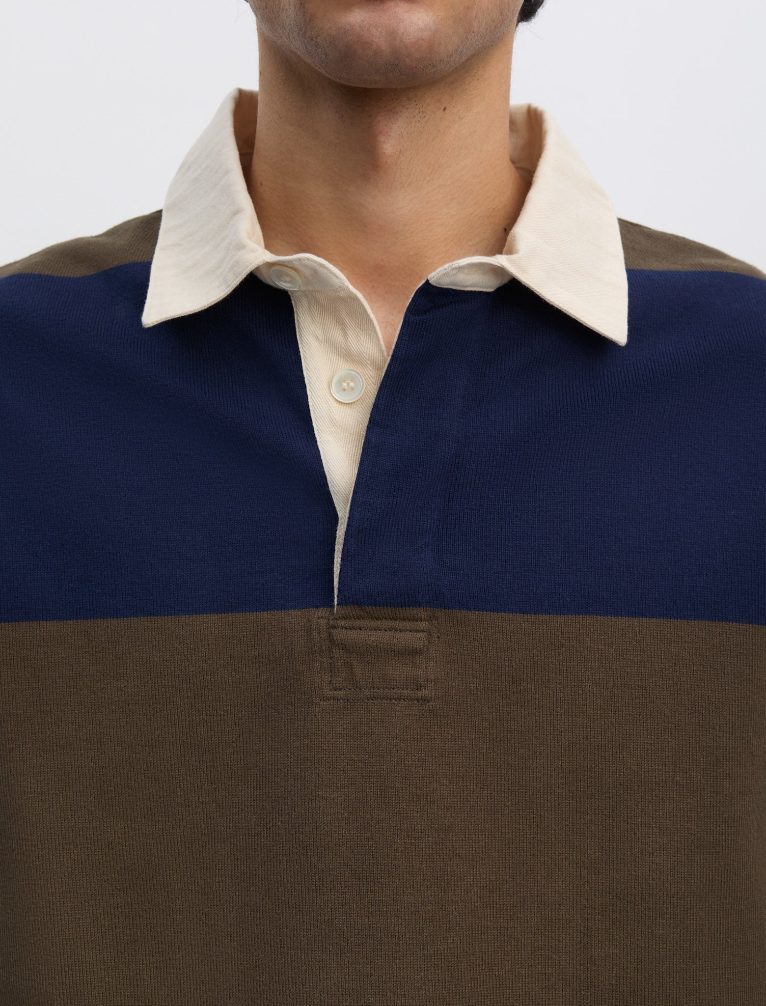 ANOTHER Rugby Polo 1.0 Navy Brown Stripe