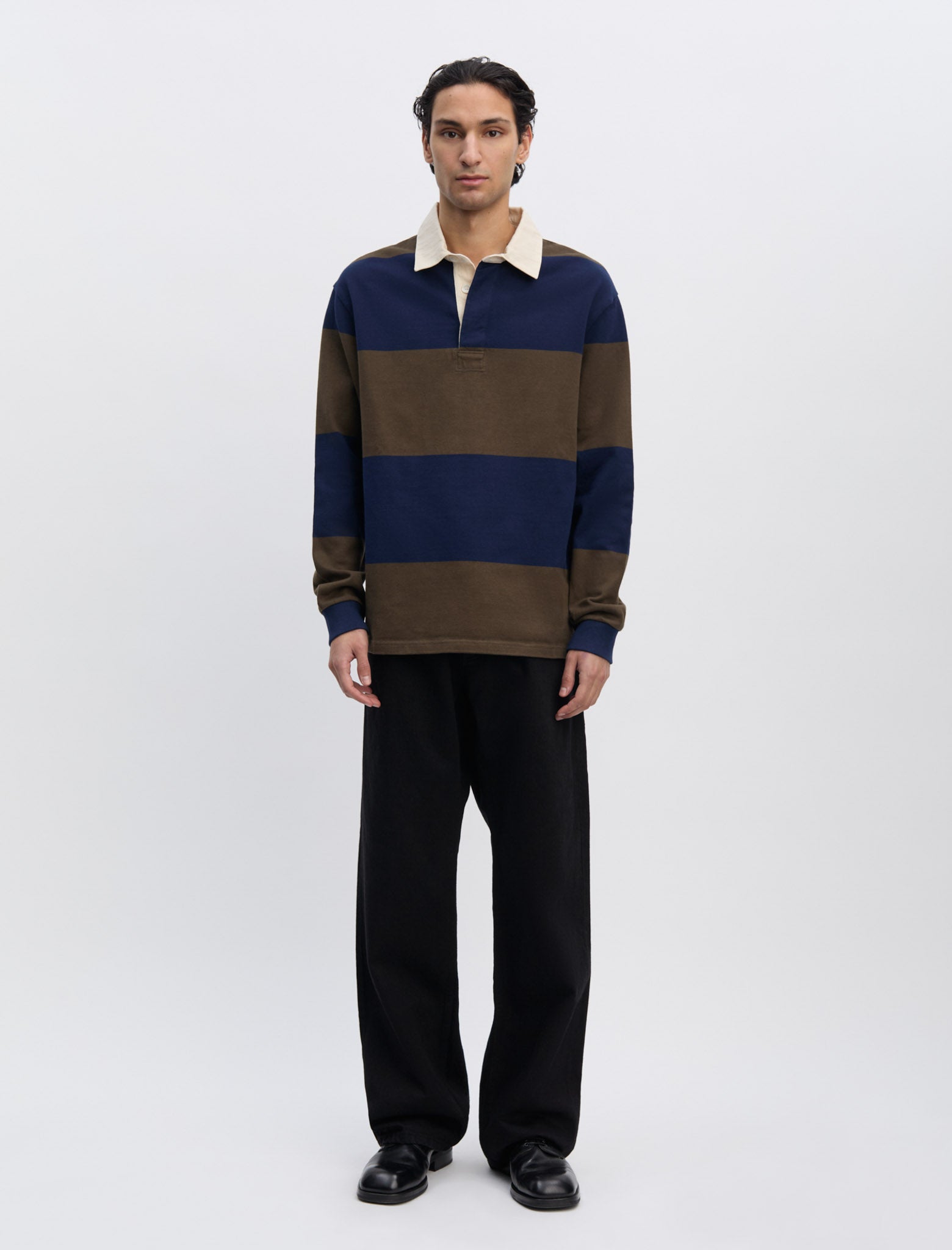 ANOTHER Rugby Polo 1.0 Navy Brown Stripe