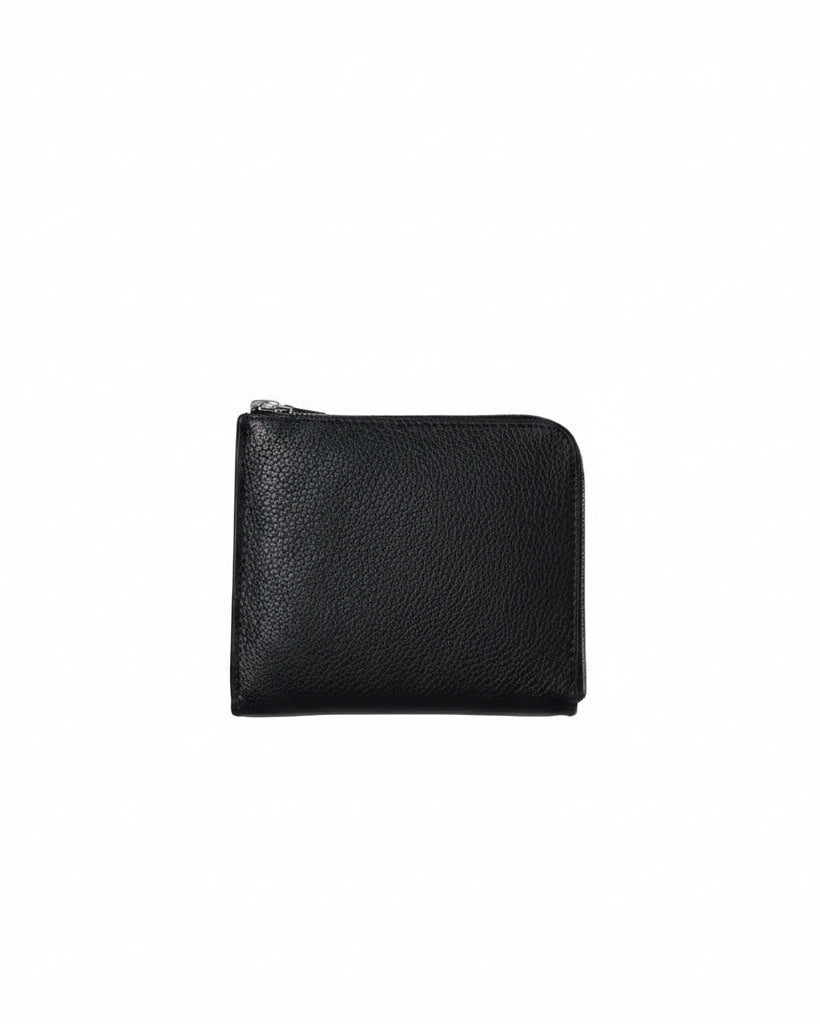 COW LEATHER L-SHAPED WALLET : BLACK