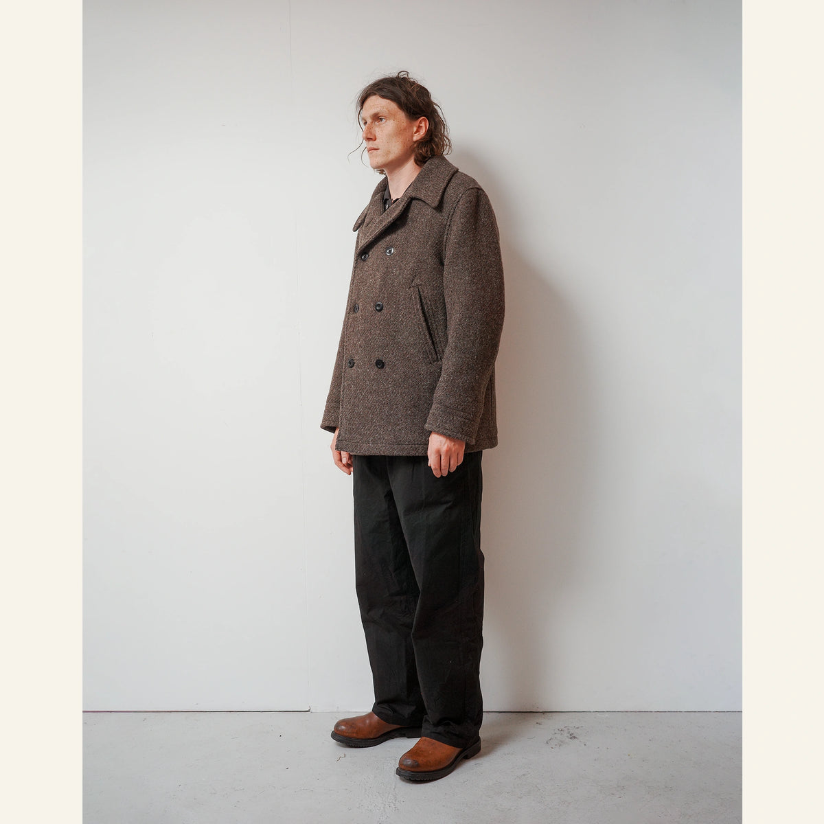 BALWEN PEACOAT UNDYED WOOL : LOAM