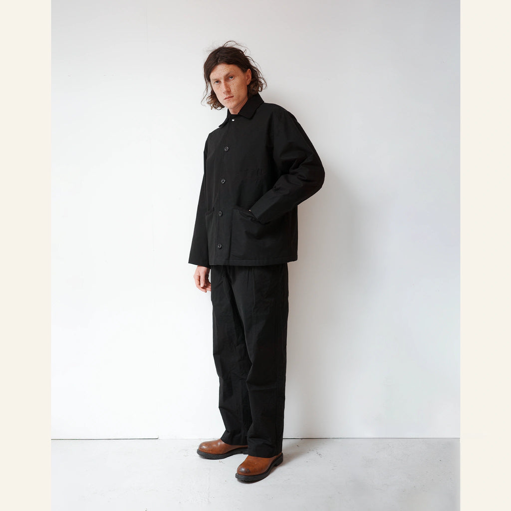 BLANKET JACKET COTTON DRY WAX : BLACK