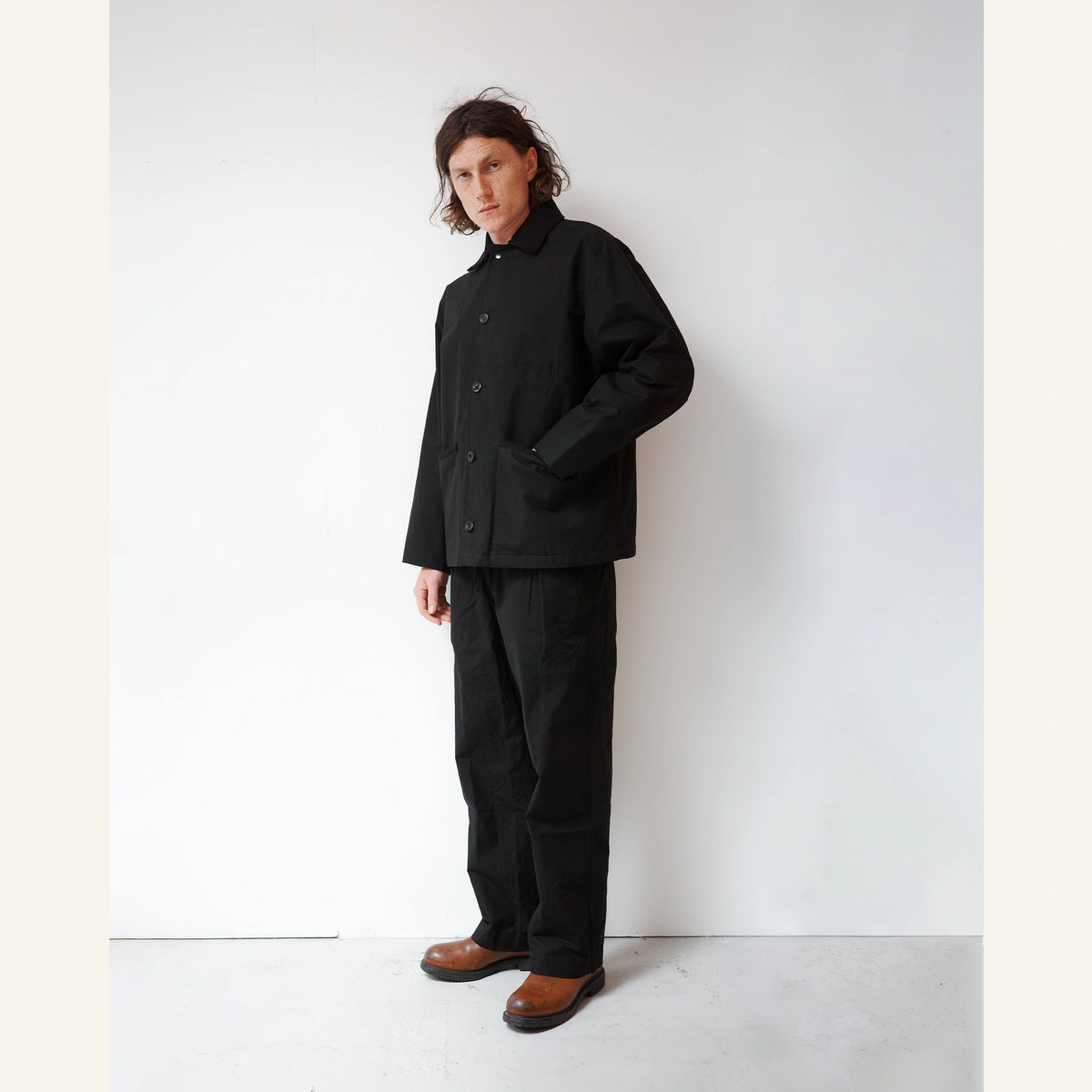 BLANKET JACKET COTTON DRY WAX : BLACK