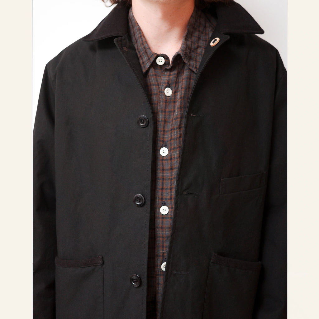 BLANKET JACKET COTTON DRY WAX : BLACK