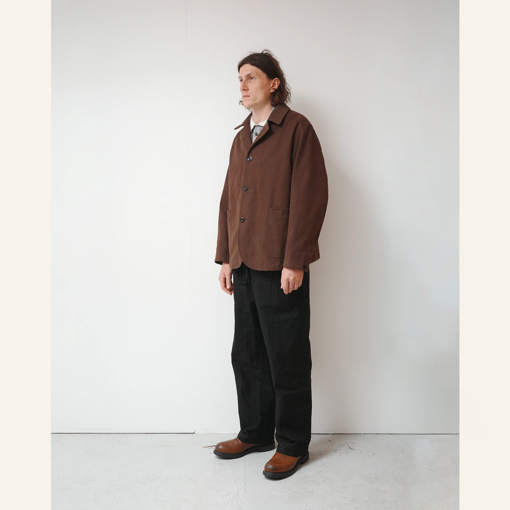 BRUTON BLAZER HEAVY PEACHED COTTON : DARK BROWN