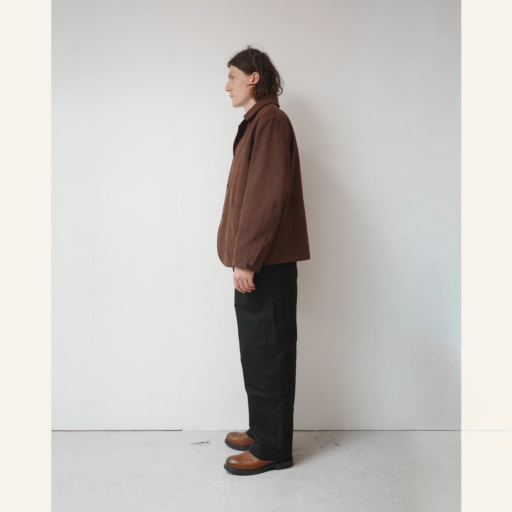 BRUTON BLAZER HEAVY PEACHED COTTON : DARK BROWN