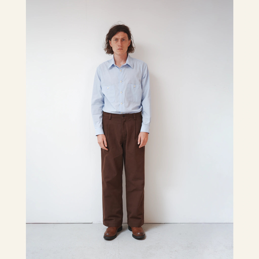 SCOTS PANTS HEAVY PEACHED COTTON : DARK BROWN