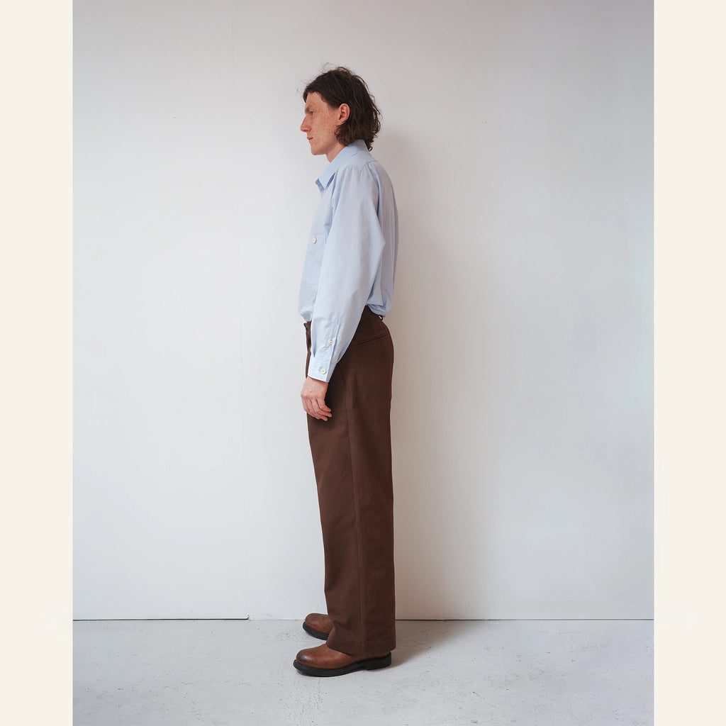 SCOTS PANTS HEAVY PEACHED COTTON : DARK BROWN