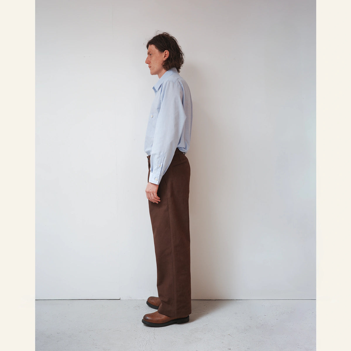 SCOTS PANTS HEAVY PEACHED COTTON : DARK BROWN