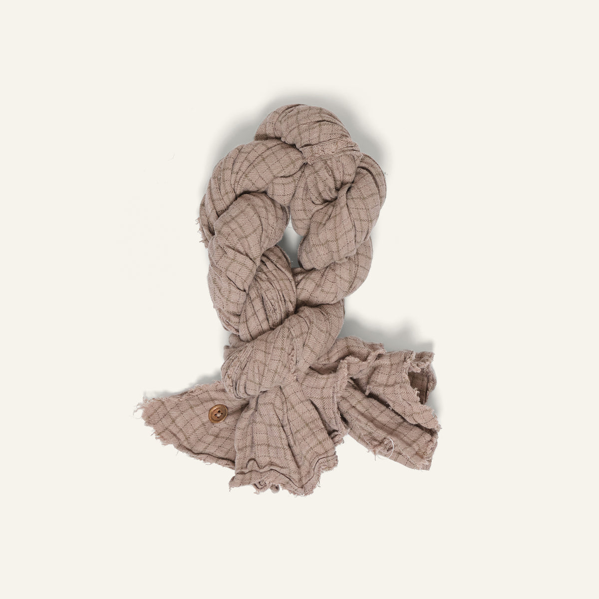 KNOT SCARF TATTERSALL LINEN : BROWN OVERDYE