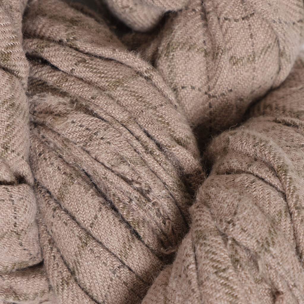 KNOT SCARF TATTERSALL LINEN : BROWN OVERDYE