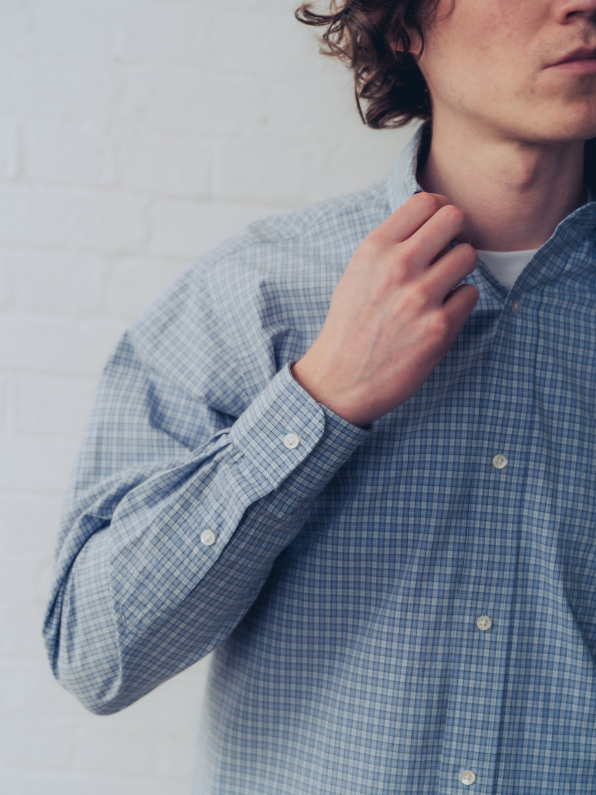 IVOR REGULAR COLLAR SHIRT : BLUE CHECK