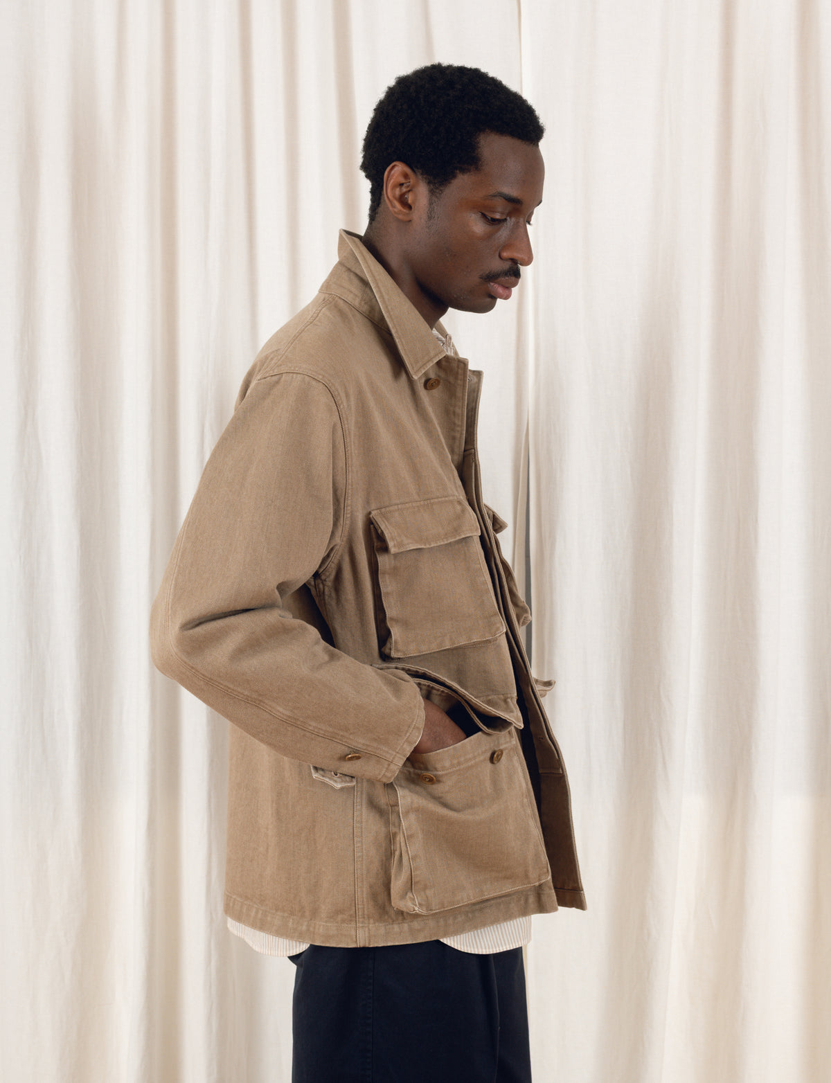 KAI FIELD JACKET : WASHED DARK KHAKI