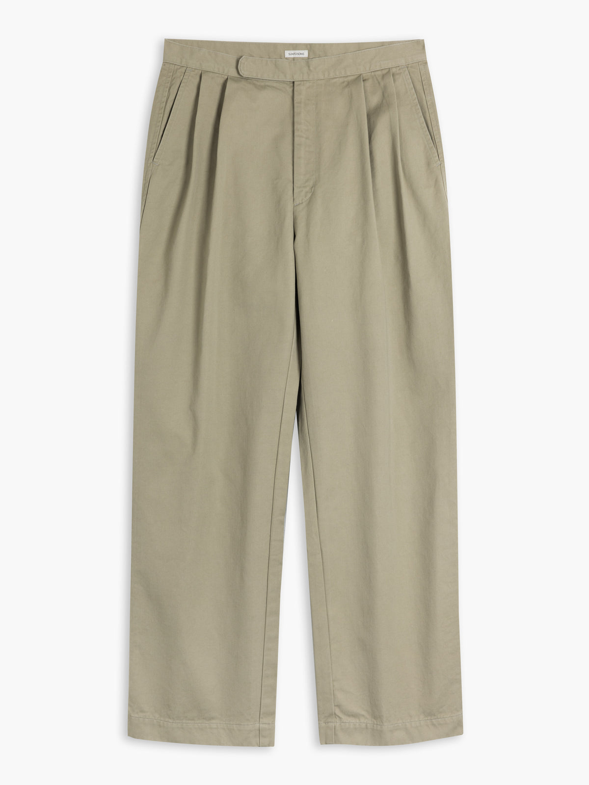 DAVID TWO PLEATED WIDE CHINO : BEIGE