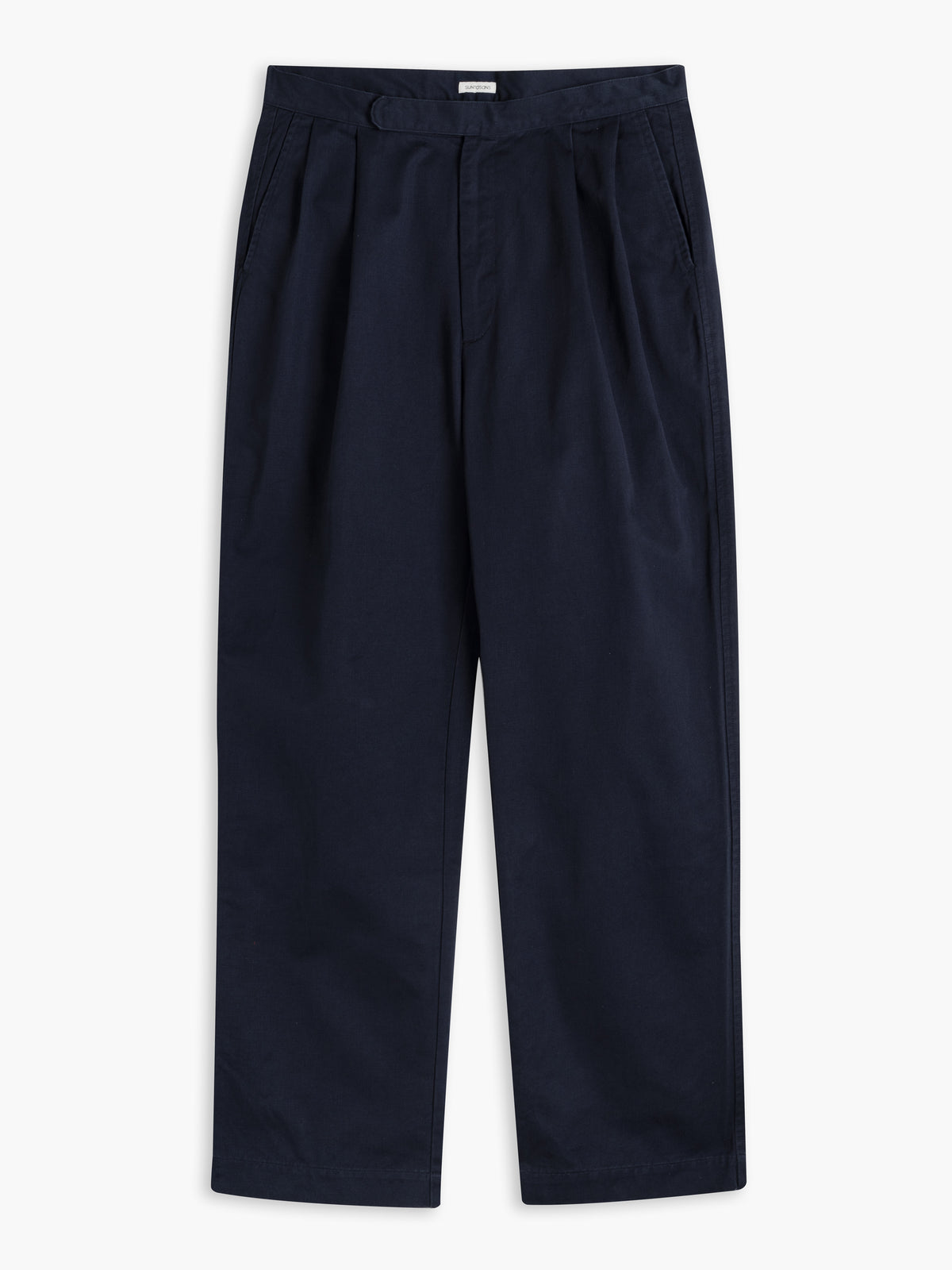 DAVID TWO PLEATED WIDE CHINO : NAVY